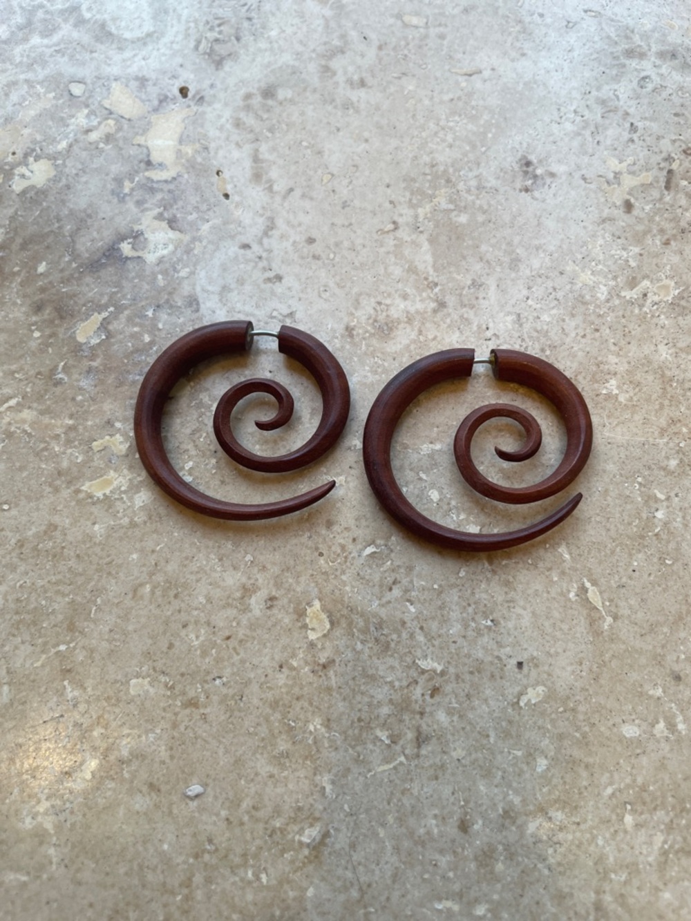 Spiral Wooden Hoop Earrings “Gages”